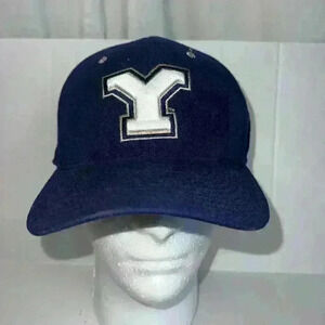 BYU Cougars Hat Cap Fitted Adult One Size Blue Yellow NCAA Stretch Acrylic Blend